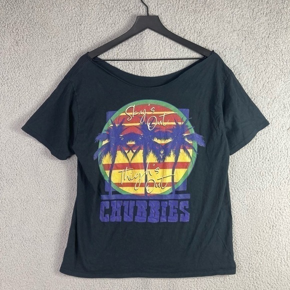 Chubbies Distressed T-Shirt Black Size 2XL Comfortable Stylish Casual Wear Tee - Picture 2 of 8